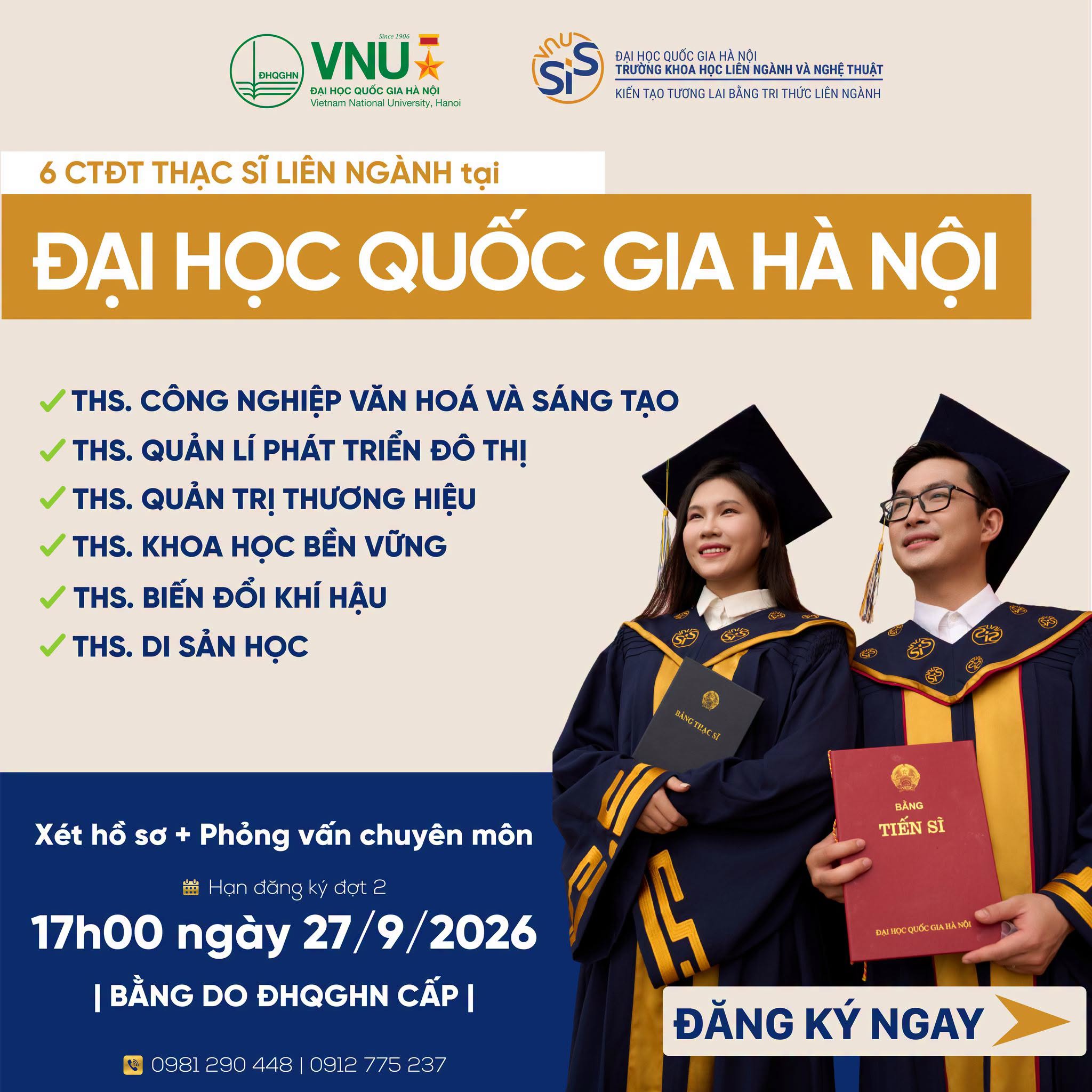 Trường Khoa học liên ngành và Nghệ thuật đang nhận hồ sơ học Thạc sĩ