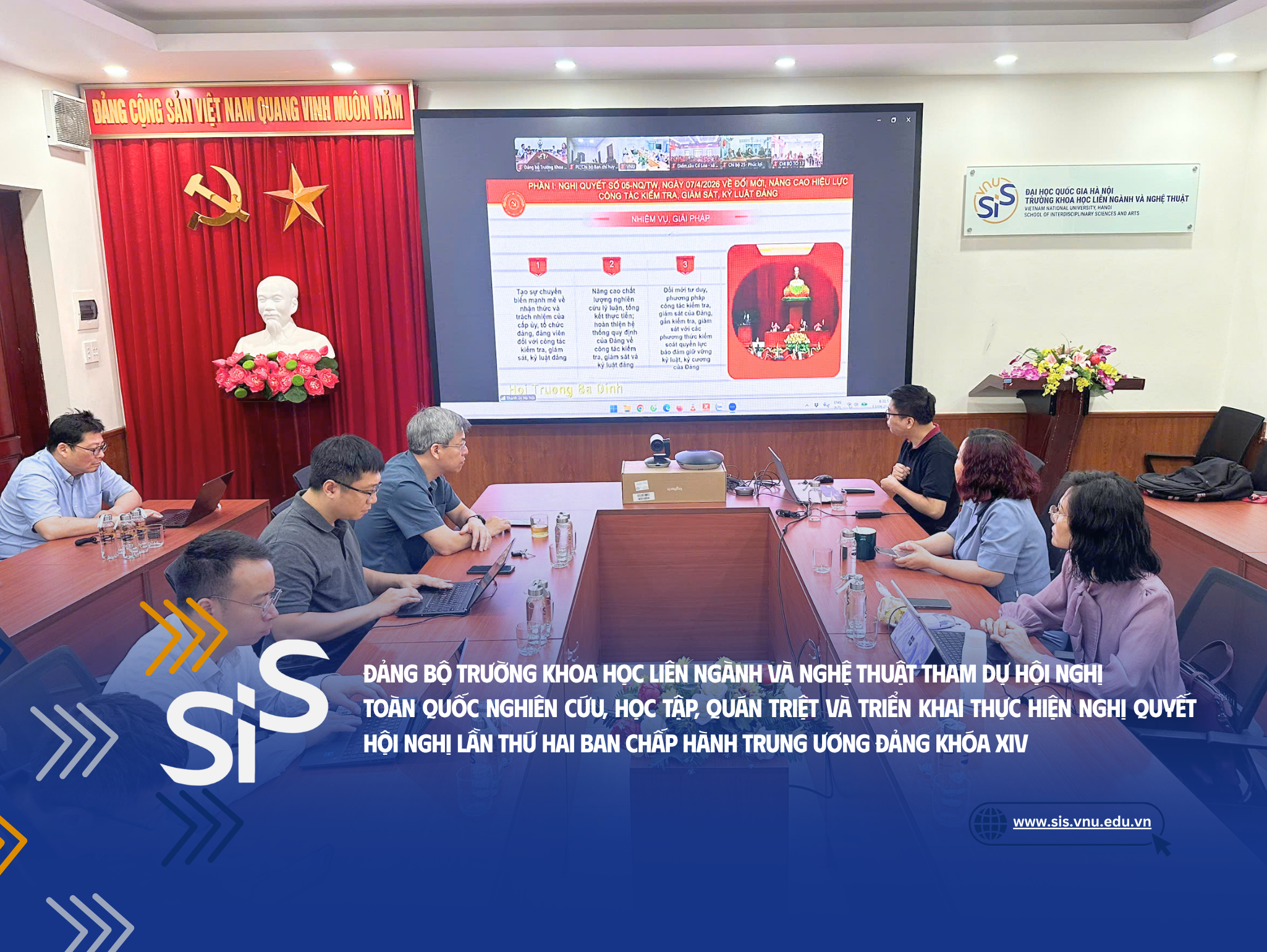 Đảng bộ Trường Khoa học liên ngành và Nghệ thuật tham dự Hội nghị toàn quốc nghiên cứu, học tập, quán triệt và triển khai thực hiện Nghị quyết Hội nghị lần thứ hai Ban Chấp hành Trung ương Đảng khóa XIV