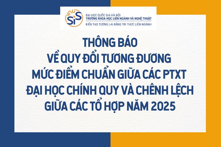 Thông báo về quy đổi tương đương mức điểm chuẩn giữa các phương thức xét tuyển đại học chính quy và điểm chênh giữa các tổ hợp năm 2025